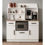 Noiss Home Decor Milano Kahve Köşesi Dolabı Mikrodalga Fırın Dolabı Çekmeceli Mutfak Organizeri - Beyaz