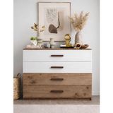 Noiss Home Decor ZİTA ŞİFONYER - ANTIK CAM & MAT BEYAZ - 4 ÇEKMECELİ - Atlantik Çam - Beyaz