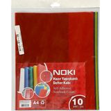 Noki 10’lu A4 Hazır Yapışkanlı Defter Kabı Çocuklar İçin Karışık Renklerde Dayanıklı ve Şeffaf