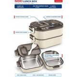 Noki 1100 ml Krem Paslanmaz Çelik Çift Katlı Sos Hazneli Beslenme Kabı