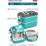 Noki 1100 ml Yeşil Paslanmaz Çelik Çift Katlı Sos Hazneli Beslenme Kabı