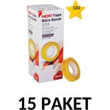 Noki 15 Adet (180 Adet) 12MMX33M Şeffaf Büro Bandı Para Bandı