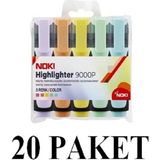 Noki 20 Paket Fosforlu Pastel Kalem 5'li 9000P5PVC - Karışık