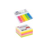 Noki 250'li Yapışkanlı Not Kağıdı 50x50mm + MAS Yapışkan Plastik Film İndex 5'li, Neon Renkler