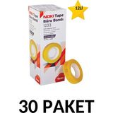 Noki 30 Paket (360 Adet) 12MMX33M Şeffaf Büro Bandı Para Bandı