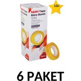 Noki 6 Adet (72 Adet) 12MMX33M Şeffaf Büro Bandı Para Bandı