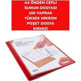 Noki A4 Önden Cepli Sunum Dosyası 100 Yaprak Yüksek Mikron Poşet Dosya Noki - Kırmızı - Standart