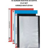 Noki A5 Sunum Dosyası 20 Yaprak 3'lü Siyah-Kırmızı-Mavi - 1 - 001-Renkli