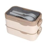 Noki Çift Katlı 1350 ml Lunch Box Paslanmaz Çelik Sızdırmaz Kapaklı Yemek Kabı - Kahverengi