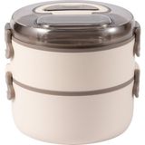 Noki Kids Paslanmaz Çelik Beslenme Kabı Lunch Box Taşıma Kulplu Çift Katlı Yuvarlak 500+700 ml (Karışık Renk, 1 Adet) - Yok