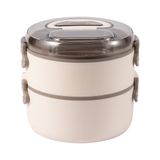 Noki Kids Paslanmaz Çelik Beslenme Kabı Lunch Box Taşıma Kulplu Çift Katlı Yuvarlak 500+700 Ml (Karışık Renk, 1 Adet)