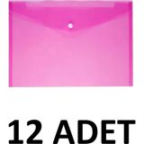 Noki Şeffaf A4 Çıtçıtlı Dosya Zarf Dosya 12 Adet Pembe