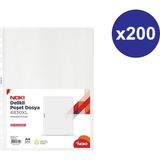 Noki Şeffaf Poşet Dosya XL 200'lü 4830XL A4 55 Mikron Ölçülerle Delikli Koruma