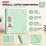 Noki Spiralli Lastikli Sunum Dosyası 20 Yaprak Pastel Yeşil