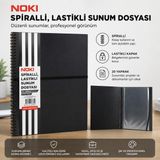 Noki Spiralli Lastikli Sunum Dosyası 20 Yaprak Siyah
