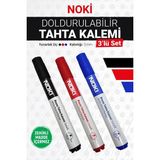 Noki Tahta Kalemi - Yazı Tahtası Kalemi Siyah Mavi Kırmızı 3'lü Paket-T1145