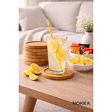 NOKKA 6 Adet Düz Model Yuvarlak Bambu Altlık, Fincan Tabağı, Bardak Altlığı 10 cm
