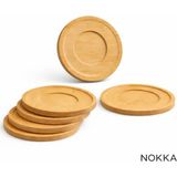 Nokka 6 Adet Oyuklu Model Yuvarlak Bambu Altlık, Fincan Tabağı, Bardak Altlığı 10 cm