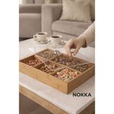 Nokka 6 Gözlü, Akrilik Kapaklı, Mdf Çok Amaçlı Dekoratif Kutu, Takı Organizeri, Çerezlik 30X20 cm