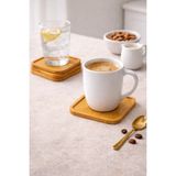 Nokka 6’lı Kare Bambu Bardak Altlığı Seti 10 Cm– Kaymaz, Dayanıklı, Şık Tasarım, Sunumluk - 10 x 10 cm