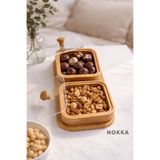 Nokka Bambu 2 Adet Kare Akrilik Kapaklı Kase ve Altlık, Çerezlik , Sunum Kasesi, 9x9 cm