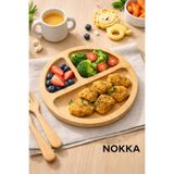 NOKKA Bambu Sunumluk, 3 Bölmeli Sunum Tabağı, Çerez Tabağı 20x20 cm