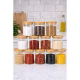 Nokka Cam Baharat Kavanozu, Bambu Kapaklı, 200 Ml, 6,5x8 Cm, Minimal Mutfak Saklama Kabı NOK005 - Çok Renkli - 1 lt