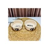 Nokta 2’li seramik kedi mama kabı 11cm (300ml)
