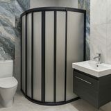 Nokta Duşakabin 110X110 Oval Teknesiz Duşakabin Siyah Profil Mika Camlı