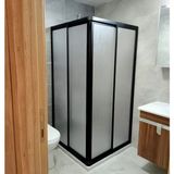 Nokta Duşakabin 80X80 cm Kare Teknesiz Duşakabin Siyah Profil Plastik Camlı