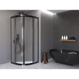 Nokta Duşakabin 90X90 Oval Teknesiz Duşakabin Siyah Profil Mika Camlı