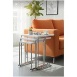 Nokta Sehpa Home 3LÜ TEKERLEKLİ GÜMÜŞ METAL BEYAZ TABLA mdf ZİGON SEHPA ORTA SEHPA YAN SEHPA