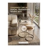 Nokta Sehpa Home Gümüş METAL traverten TABLA 3,lü Zigon Sehpa