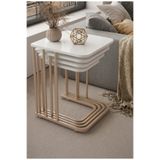 Nokta Sehpa Home Paris (TEKERLEKLİ ) 4lü CAPPUCİNO boya statik METAL BEYAZ TABLA ZİGON SEHPA ORTA SEHPA YAN SEHPA