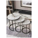Nokta Sehpa Home Siyah Metal (DÜZ) 3lü Zigon C Sehpa