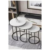 Nokta Sehpa Home Siyah Metal (DÜZ) beyaz 3lü Zigon C Sehpa mdf özel