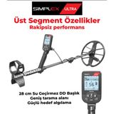 Nokta Simplex Ultra Dedektör Izmit Dedektör Su Geçirmez Profesyonel Metal Altın Define Dedektörü - Uzunluk: 63 cm – 132 cm ayarlanabilir