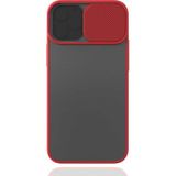 noktaks - Apple iPhone 12 Mini - Kılıf Slayt Sürgülü Arkası Buzlu Lensi Kapak - Kırmızı - T15312