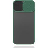 noktaks - Apple iPhone 12 Mini - Kılıf Slayt Sürgülü Arkası Buzlu Lensi Kapak - Koyu Yeşil - T15312