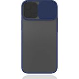 noktaks - Apple iPhone 12 Mini - Kılıf Slayt Sürgülü Arkası Buzlu Lensi Kapak - Lacivert - T15312