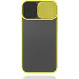 noktaks - Apple iPhone 12 Mini - Kılıf Slayt Sürgülü Arkası Buzlu Lensi Kapak - Sarı - T15312