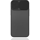 noktaks - Apple iPhone 12 Mini - Kılıf Slayt Sürgülü Arkası Buzlu Lensi Kapak - Siyah - T15312