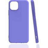 noktaks - Apple iPhone 13 - Kılıf Mat Soft Esnek Biye Silikon - Lila - T18493