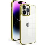 noktaks - Apple iPhone 14 Pro Max Uyumlu Kılıf Arkası Şeffaf Kenarları Renkli Sert Sun Kapak - T25214 - Gold