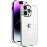 noktaks - Apple iPhone 14 Pro Max Uyumlu Kılıf Arkası Şeffaf Kenarları Renkli Sert Sun Kapak - T25214 - Gümüş