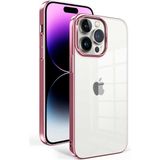 noktaks - Apple iPhone 14 Pro Max Uyumlu Kılıf Arkası Şeffaf Kenarları Renkli Sert Sun Kapak - T25214 - Rose Gold