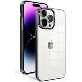 noktaks - Apple iPhone 14 Pro Max Uyumlu Kılıf Arkası Şeffaf Kenarları Renkli Sert Sun Kapak - T25214 - Siyah