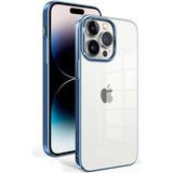 noktaks - Apple iPhone 14 Pro Uyumlu Kılıf Arkası Şeffaf Kenarları Renkli Sert Sun Kapak - T25212 - Açık Mavi