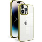 noktaks - Apple iPhone 14 Pro Uyumlu Kılıf Arkası Şeffaf Kenarları Renkli Sert Sun Kapak - T25212 - Gold