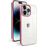 noktaks - Apple iPhone 14 Pro Uyumlu Kılıf Arkası Şeffaf Kenarları Renkli Sert Sun Kapak - T25212 - Rose Gold